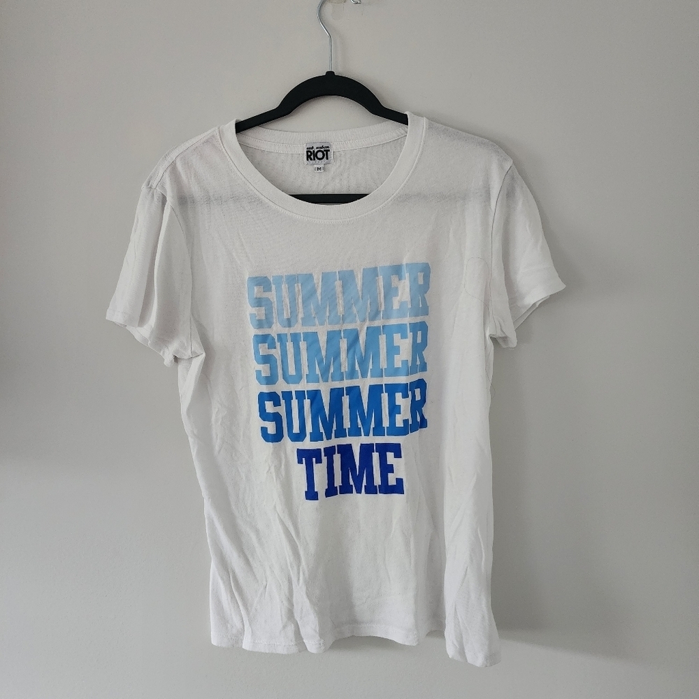 Sub_Urban Riot White Tee with Blue Ombre "SUMMER TIME" Graphic Medium
